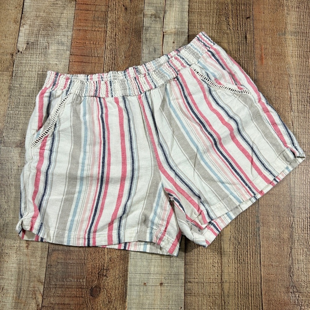Briggs Striped Linen Blend Shorts XL Pull On Beach Coastal Summer Resort